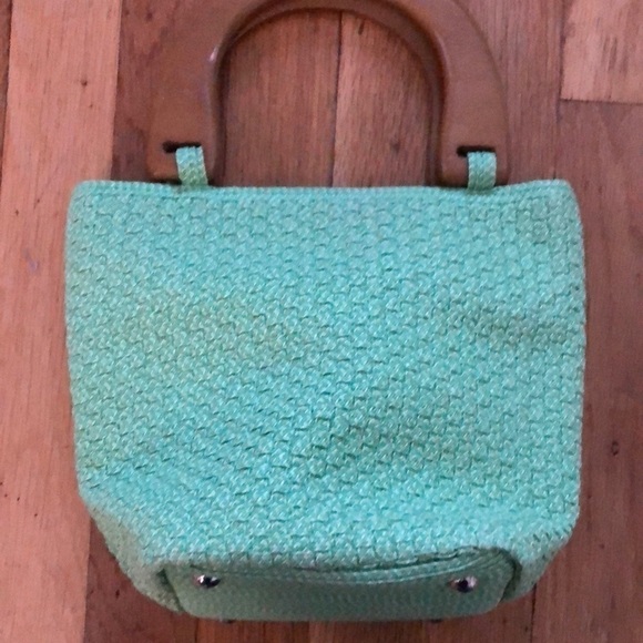 Talbots woven bag with wooden handle - Picture 1 of 10